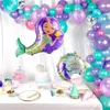 Romantik Küçük Mermaid Parti Malzemeleri Mermaid Doğum Günü Partisi İlk Doğum Günü Kız Parti Mermaid Dekor Bebek Duş Şekeri