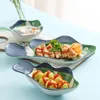 Under The Sea Fish Dinnerware Set Cute Ocean Themed Plate Cartoon Ceramic Serving Dish Snack Tray Dessert Bowl Spoon 6 Designs