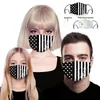 300pcs Designer Luxo Máscara Facial Máscaras Anti poeira pano de algodão com teste padrão PM2.5 substituível filtro lavável reutilizáveis ​​Máscaras Flag Máscara Boca