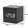 Mini Digital Wooden LED Wekker Hout Retro Glow Clocks Desktop Tafel Decor Voice Control Snooze Function Desk-kalender