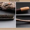 Ebonybeech Handle Natural Boar Bristles Teeth Hårborste fluffigt hårkam Salong Barber Hushåll Styling Tools G08013533030