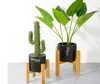 Portable Single Bay Bamboo Flower Stand Mini Flower Pot Holder Plant Pot Shelf Four-legged Vase Slip Bracket