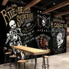 Benutzerdefinierte 3D-Fototapete Europäische Retro-nostalgische Tafel Graffiti-Schädel-Motorrad-Bar-Café-Restaurant KTV-Tapetenwandbild