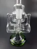 Green Heady Glass Water Bong Hookhs Cake Bongs Inline Perc Percolator Dab Rig 8.6inch Hookh