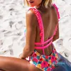 WholeDeep V plus size costumi da bagno donna bagnanti Ruffle bikini sexy 2019 mujer costume intero push up costume da bagno perizoma mon2429696