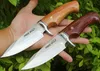 FreeWolf Outdoor Survival Rechte jachtmes 8Cr13 Satijnen Blade Palissander Handvat Vaste mes met lederen schede