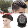 Herren Toupee Hair PU mit französischen Spitzenperücken für Männer europäische Remy Human Hair Ersatzsysteme Haarteil 10x8inch4520443