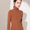 Maglioni da donna Maglione in cashmere a collo alto con risvolto. Dolcevita pullover caldo a quattro piatti puro