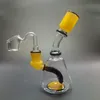 5.9Inch glass water bongs hookahs Inline Recycler dab rig Yellow morning glory heady for smoking accessories