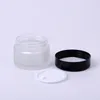 5 10 15 20 30 50 100 g / ml lege matte ronde glazen potten, met witte binnenvoeringen en zilveren deksels, high-end glazen crèmecontainers