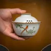 Ru oven Bird Gardon Gaiwan Retro Drie-Person Pastrol Ceramic Thee Bowl Tureen Accessoires Home Decor