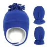 Chapeau d'hiver pour bébé Cache-oreilles chauds Ushanka avec gants Outdoor Polar Fleece Boy Girl Beanie