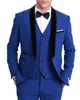 Costume trois pièces pour hommes, manteau et pantalon, costume de marié, bleu Royal, coupe cintrée, Tuxedos, Blazer de mariage formel (veste + pantalon + gilet), dernière conception