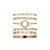 6sets / Lot Multi Layer Mode-Kreis-Ring-Armband-Sets Mix Thin Geometric Gold Cross-Kette für Frauen Sechs Stücke Bangle Schmuck Sets