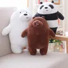 Аниме мультфильм Три Голые Bears Очень мягкие плюшевые куклы милые Standing панда Белый медведь Тедди мягкие игрушки украшения подарки