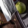 High Carbon Steel Hand Forged Kitchen Chef's Knife Sharp Meat Cleaver Butcher Slaughter Knife Full Tang Color Wooden Handle Outdoor Camping