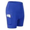 Running Shorts Hög midja Kvinnor med Pocket Seamless Hip-up Tight Elastic Sport Push Up Fitness Yoga Gym Kläder