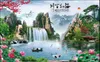Tapety niestandardowe zdjęcie tapety do ścian 3D Mural Chinese Style idylliczny wodospad krajobraz Sceneria sypialnia
