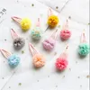 2pc / set schattig kant pom pom snap haar clip barrettes meisjes roze bal pompom haarspeld bloemen hoofddeksels haaraccessoires