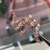 Luksusowa biżuteria 925 Sterling SilverRose Gold Fill gruszka Cut biały Topaz CZ diamentowe kamienie szlachetne kobiety ślub otwórz regulowany palec serdeczny prezent