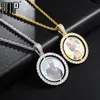 Hip Hop Custom Made Photo Round Rotating Double-sided Iced Out Bling Cubic Zircon Necklace&Pendant For Men Jewelry Tennis Chain CX200725