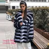 Women's Fur & Faux BFFUR Winter Coats Women Natural Full Pelt Real Chinchilla Color Rex Jacket With Big Lapel Collar Warm Overcoats