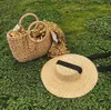 Large Brim Wheat Straw Hat Summer Hats For Women 10cm 15cm 18cm Brim With Black&White Ribbon Beach Cap Boater Flat Top Sun Hat Y20275l