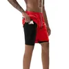 2024 Mens 2 in 1 Running Shorts Jogging Gym Fiess Training Quick Dry Beach Short Pants Male Summer Sports Workout Bottoms Clothing