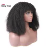 Ishow Afro Kinky Krullend Korte Bob Pruiken Straight Menselijk Haar Pruiken Met Pony Losse Diepe Body Peruaanse Geen Lace Pruiken Indiaas Haar Maleisisch