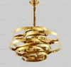 Lampadario moderno in acciaio inossidabile dorato Lampadari circolari Creativo Lampada a sospensione per atmosfera Tornado Illuminazione per sala da pranzo di lusso