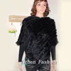 Ycfur Warm Winter Shawls Ponchos for Women Handmade Knit Real Rabbit Fur Poncho Women Scarves Shawls With Fur Collar CX2007271610212
