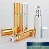 10ML Refillable Black Gold Silver UV Glass Perfume Bottle with Roller Empty Essential Oil Vial Roll On Bottles Packaging