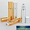 10 ml nachfüllbare schwarze Gold-Silber-UV-Glas-Parfümflasche mit Roller, leere Fläschchen mit ätherischen Ölen, Roll-on-Flaschen-Verpackung