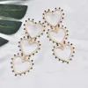 Cute Love Heart Rhinestone Drop Dangle Earrings for Women Girl Long Tassel Earring Party Jewelry