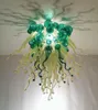 Diseño de lámparas Lámpara de techo de cristal LED moderna Lámpara de araña de burbujas soplada de cristal de Murano verde Iluminación interior Luces de hotel Marca Girban