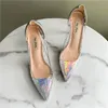 Casual Designer Real photo Fashion Women shoes silver patent leather crystal strass Point toe Sexy thin High Heels Pumps 10cm 8cm stilettos size 44