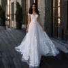 Neue Designl Applikationen Spitze V-ausschnitt Cap Sleeve Tüll Perlen A-linie Brautkleider 2020 Boho Brautkleid vestido de noiva