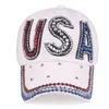 Ya bu 2019 nieuwe mode USA Diamant Strass Amerikaanse vlag Zonnebrandcrème Baseball cap baseball cap zonnebrandcrème hat5913200