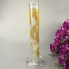 14inch glass water bongs hookahs unique gold pattern oil dab rig birdcage perc percolator for smoking accessories