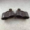 Pair Siamese Double Glossy Black Stainless Steel Exhaust Muffler End Pipe Auto H Style Shiny Carbon Car Back Tips