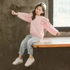 Keelorn 2020 New Kids Girls Autumn Casual Fashion Clothing Sets Teenager Girls Sleeve Sweatshirts and Solid Jeans Pants Suit1
