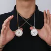 Silver Mens Designer Collar Hip Hop Joyas de acero inoxidable Zircon Iced Out Out Cadena Rotating Disc Collar Collares Punk 18k Oro Hombres