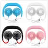 Ręcznie Darmowy Wentylator Sporty Przenośne USB Akumulator Dual Mini Air Cooler Summer Neck Wiszący Wentylator Party Favor Sea Shipping