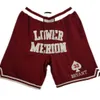 Nouveaux shorts Shorts de lycée Shorts de basket-ball vintage Poche zippée Vêtements de course Lower Merion Rouge Couleur 33 Just Done Taille S9717423