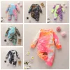 Baby Fodities Enfants Garçons Filles Solide Article Pit Jumpseau pour bébé Cravate Colorant Escalade Rompers Neuf-Nual à manches longues Bouton tricoté Onesies LSK526