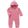 Ins-baby kläder spädbarn pojke dinosaur hoodie romer dragkedja toddler tjejer jumpsuit tecknad film barn outfit boutique baby kläder 3 färger dw4837