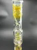 17.3Inch 18mm Joint Glass Water Bongs Hookahs Yellow Spiral Tube Recycler Dab Rig with Downstem Bowl