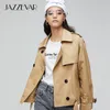 Women's Trench Coats JAZZEVAR 2021 Arrival Autumn Coat Women Fashion Cotton Double Breasted Jacket Short Loose Clothing Outerwear 9018-11