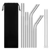 Stainless Steel Drinking Straws Reusable Straws Metal Drinking bent Straw Diameter 6mm Cleaning brush Straws bag Bar Drinks Party Accessorie