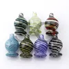 New 25 OD Colorful Striped Smoke Glass Bubble Carb Cap Heady Suit for Beveled Edge Quartz Banger Nails Oil Rigs